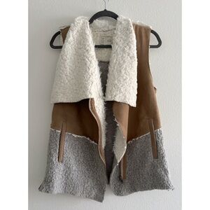 Anthropologie Saturday Sunday Sherpa Suede Layered Vest Wool Blend Medium